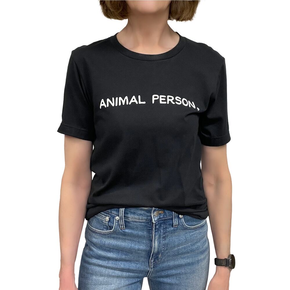 Mutts Animal Person Short Sleeve Tee Sz S $32 Black Cotton T-Shirt Mooch & Earl